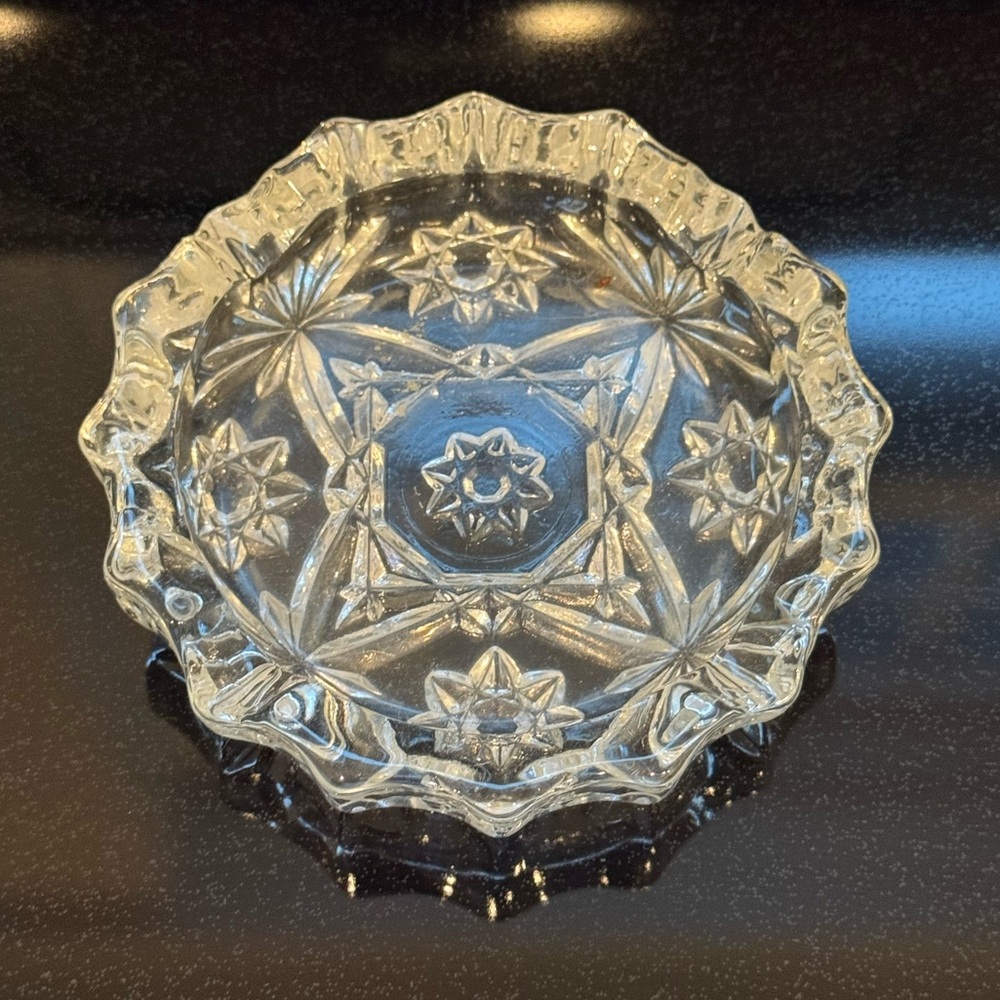 Anchor Hocking Early American Prescut Glass Ashtray Star of David 1950's